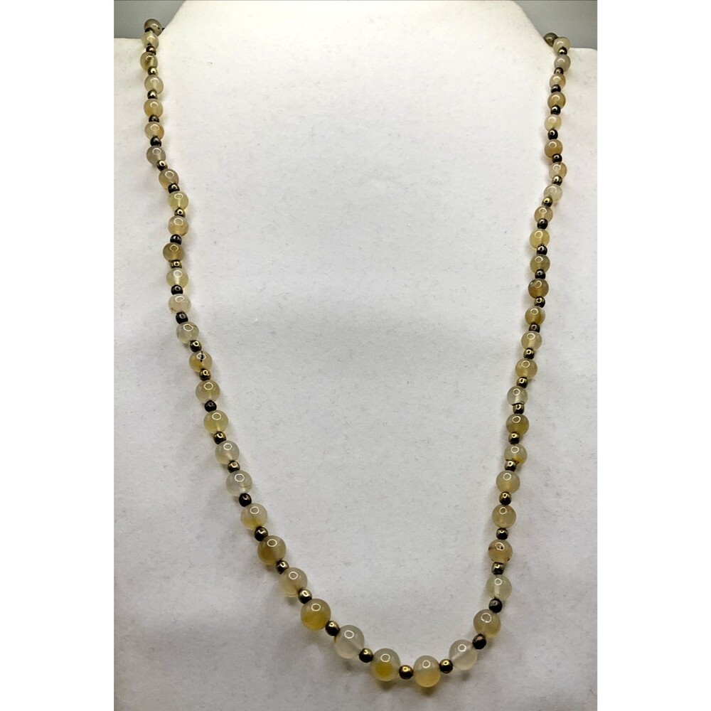 Stone Bead Necklace Vintage Screw Barrel Clasp Fashion Jewelry